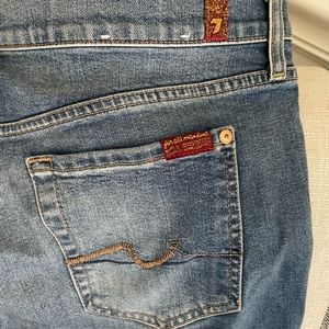 7 For All Mankind stretchy skinny boyfriend, distressed. Size 30.
